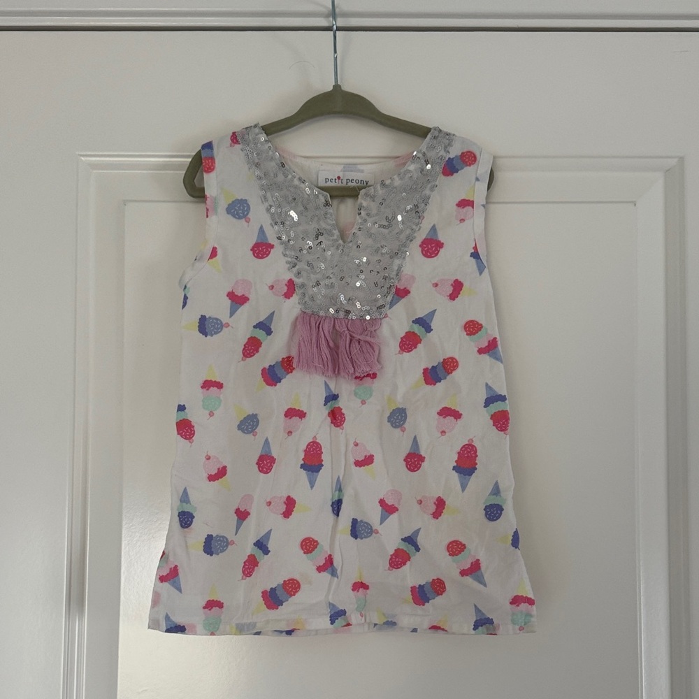 Petit Peony Colorful Ice Cream Print Sleeveless Dress - Size 2Y